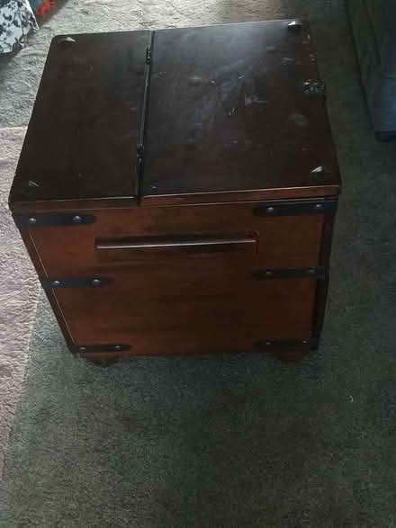 Photo of free Dark wood table / storage chest could be used as a table (Lammack BB1) #2