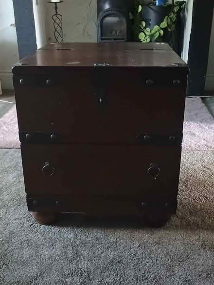 Photo of free Dark wood table / storage chest could be used as a table (Lammack BB1) #4