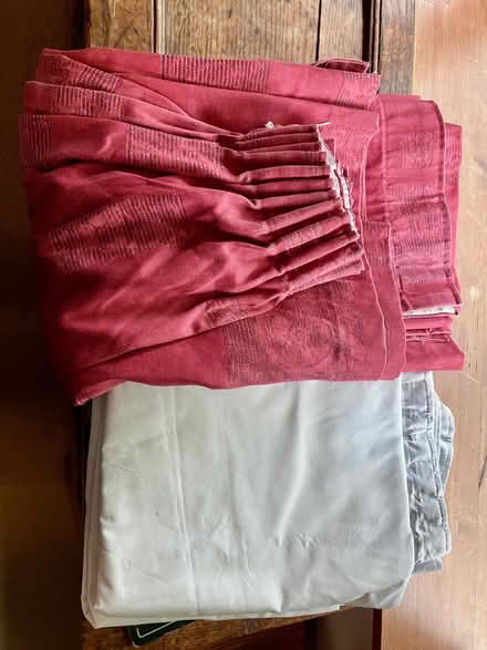 Photo of free Pair of red curtains with separate lining (Cookley DY10) #1