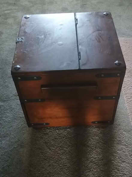 Photo of free Dark wood table / storage chest could be used as a table (Lammack BB1) #1