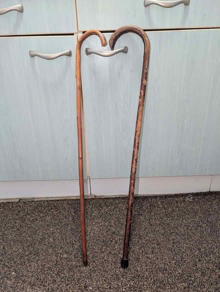 Photo of free Two wooden walking sticks (Broughton MK10) #1