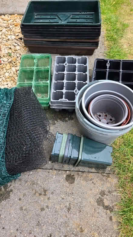 Photo of free Seed trays, medium and small plant pots, black netting, and (Lechlade GL7) #1