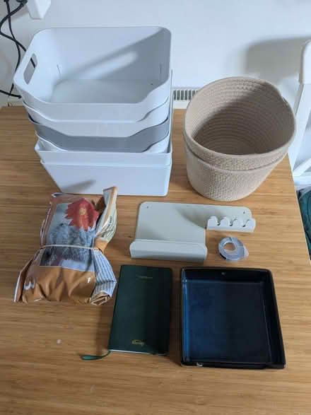 Photo of free Boxes, baskets, hooks, dish, notebook, cactus soil (Seven Dials BN1) #1