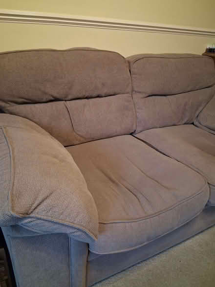 Photo of free 2 x 2 Seater brown sofas and storage foot stall (Foxholes SG13) #4