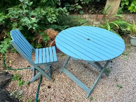 Photo of free Wooden garden table and chair (Malvern WR14) #1