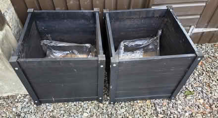 Photo of free Two large wooden black planters. (Bridge of Allan FK9) #1