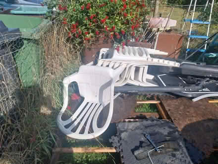 Photo of free White plastic table and 12 chairs (Tudeley) #2