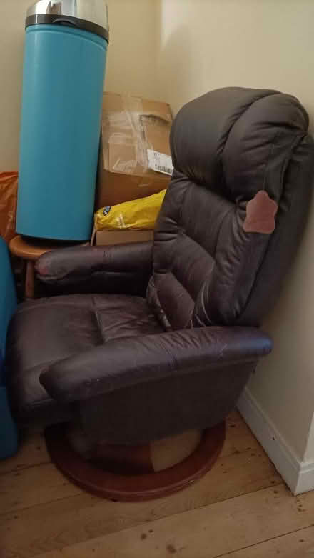 Photo of free Brown leather recline swivel chair (Court Hey L16) #1