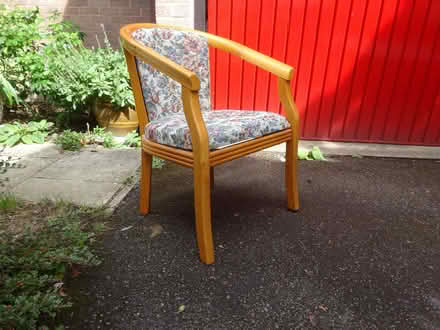 Photo of free Bedroom Chair, Wood Frame with Fabric Seat & Back. (Royal Wootton Bassett SN4) #1
