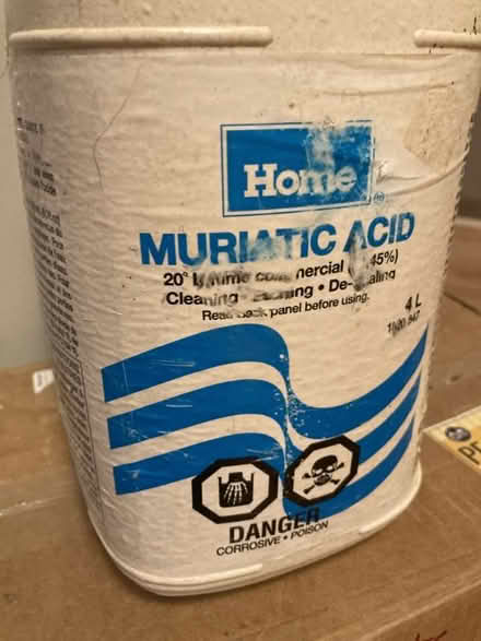 Photo of free 4L of Muriatic Acid (mostly full) (Ashdale, S. of Gerrard Library) #1