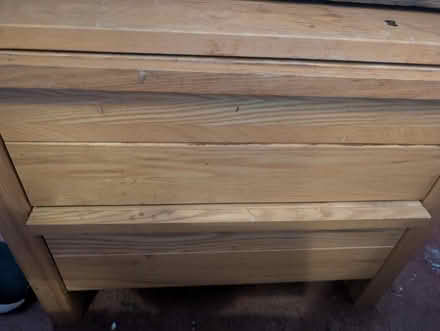 Photo of free 2 drawer bedside cabinet . Pine effect (Podsmead GL2) #1