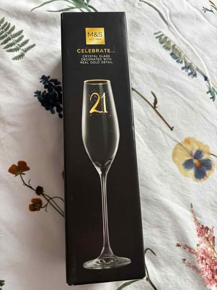 Photo of free 21st birthday flute glass unused in box (Twickenham TW2) #1