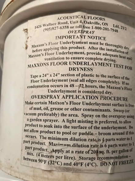 Photo of free "Overspray" (epoxy floor sealer?) (Ashdale, S. of Gerrard Library) #1