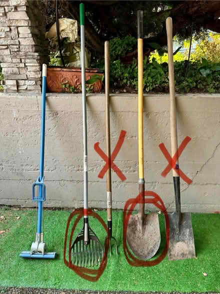 Photo of free Garden Rake, large shovel, and mop (West Seattle) #1