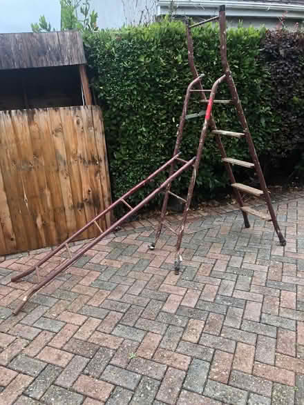 Photo of free Metal ladder with wooden steps (Poulner, Ringwood) #2
