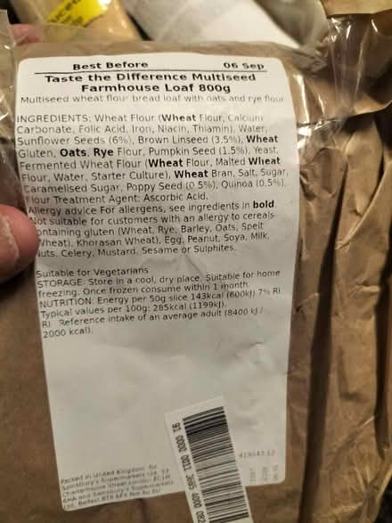 Photo of free Sainsbury's multi seed loaf (S2 Manor) #2