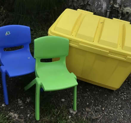 Photo of free Small chairs & a big yellow toy box (Beckington) #1