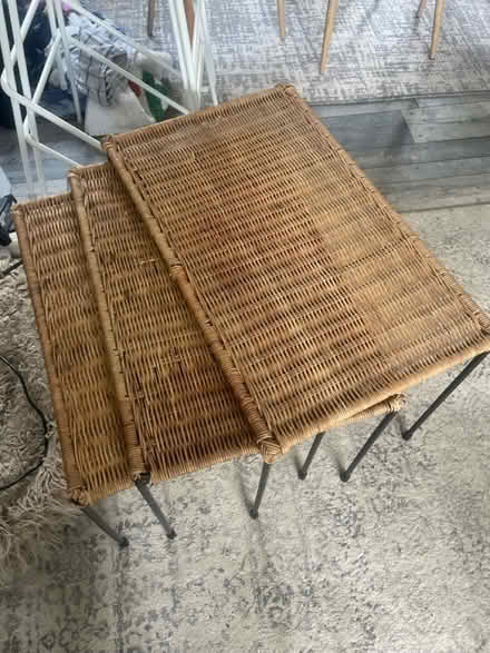 Photo of free Stacking tables wicker/iron (EN6 South Mimms) #2