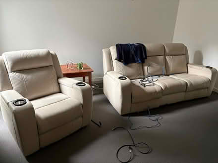 Photo of free Cream leather reclinercinema chairs (Mount waverley.) #1