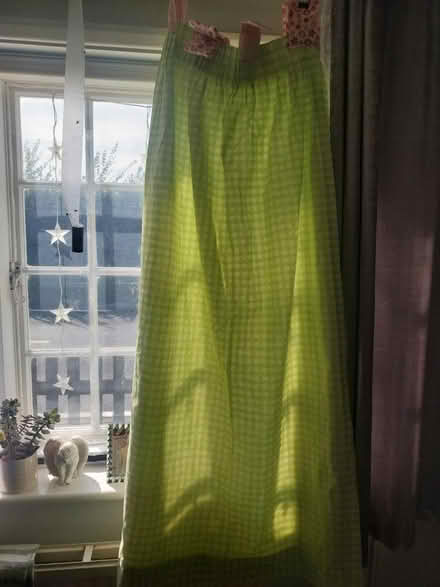Photo of free Pair of green check curtains (Tudeley) #2
