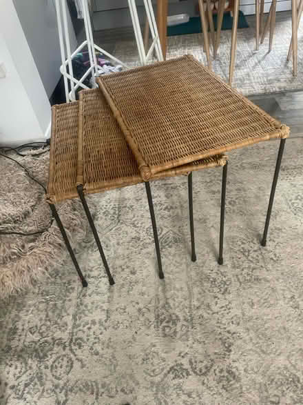 Photo of free Stacking tables wicker/iron (EN6 South Mimms) #1