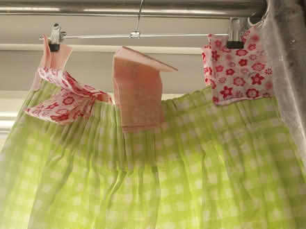 Photo of free Pair of green check curtains (Tudeley) #3