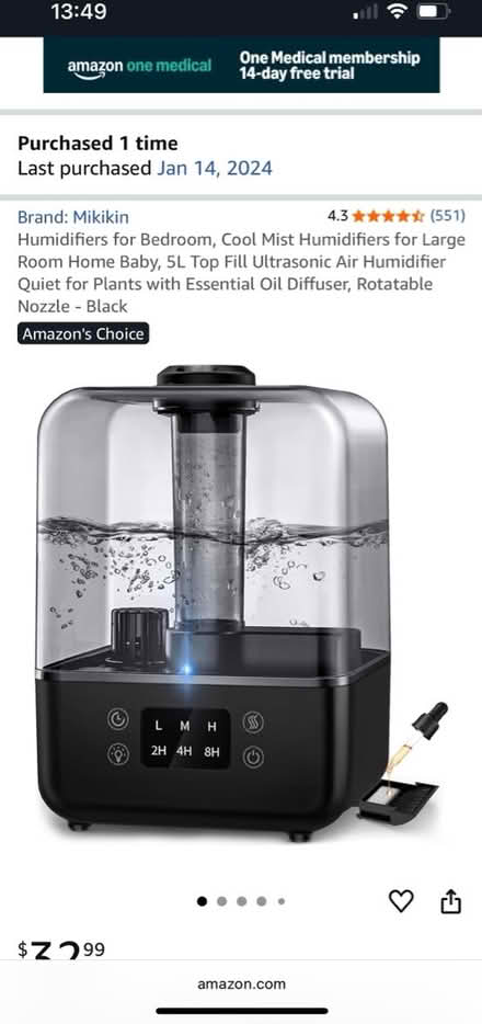 Photo of free Mikikin Cool Mist Humidifier (Wallingford) #2