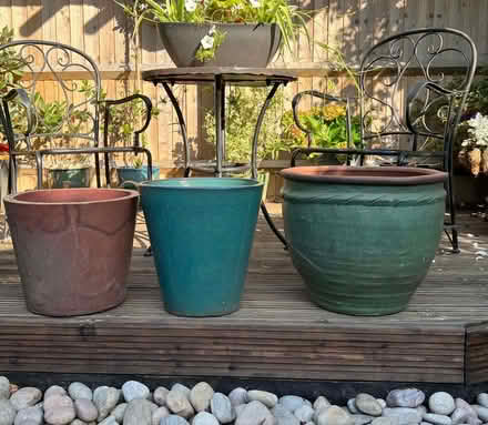 Photo of free Three large garden flower pots (Ham TW10) #1