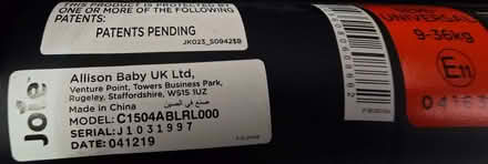 Photo of free Joie Car Seat Baby/Toddler (CT14) #3