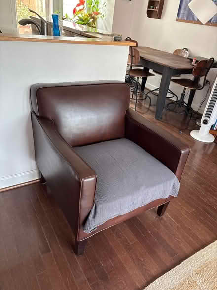 Photo of free Faux leather arm chair (Capitol Hill, Duncan St NE) #2