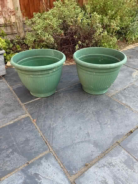 Photo of free 2 Green garden flower pots (Bedford) #1