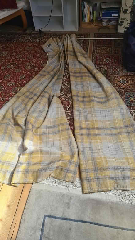 Photo of free Lined curtains yellow & grey tartan (Colinton EH13) #1