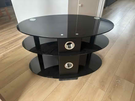 Photo of free Black glass tv stand (Stroud) #2