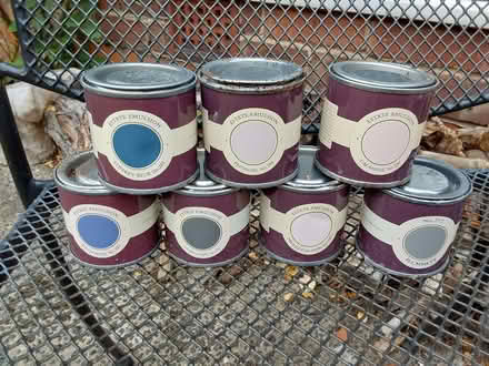 Photo of free 7 sample pots of paint, plenty left in each (High Heaton) #1