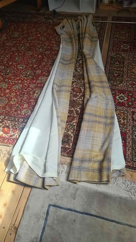 Photo of free Lined curtains yellow & grey tartan (Colinton EH13) #2