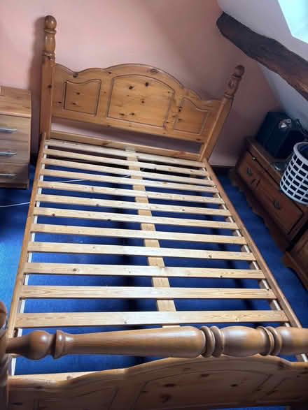 Photo of free Double pine bed and clean mattress (Sizergh LA8) #1