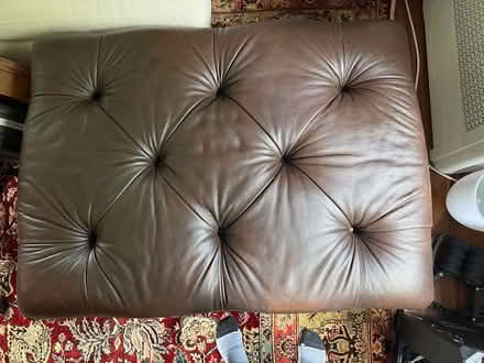 Photo of free Leather and wood ottoman (Bronxville) #2