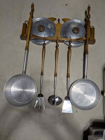 Photo of free Long handled pans, utensils & rack (141 & Big Bend, Valley Park) #1