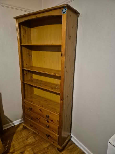 Photo of free Wooden bookcase with drawers (Little Harrowden NN9) #1