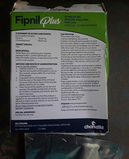 Photo of free Fipnil Plus Cat Flea Treatment (CT15) #3