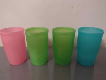 Photo of free Plastic cups, coloured x 4 (Ashton-U-Lyne OL6) #1