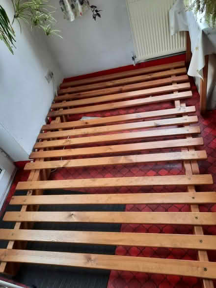 Photo of free Green cloth covered futon and base (Desford LE9) #2