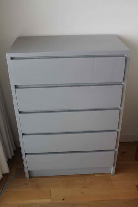 Photo of free Modern chest of drawers, 5 drawers, painted light grey (Bishopston BS7) #1