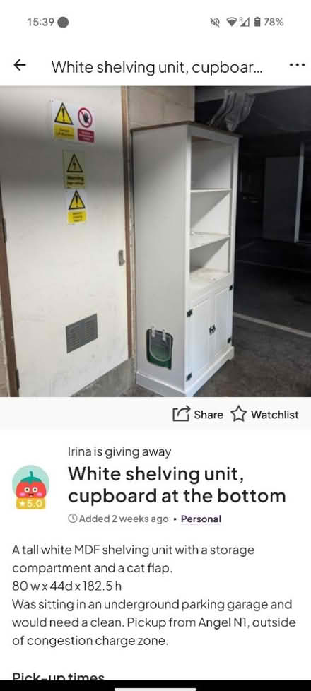 Photo of free Shelving unit with a cat flap (N1, City rd basin) #1