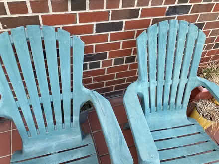 Photo of free Two plastic Adirondack chairs (10470 Woodlawn) #1