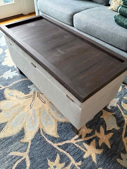 Photo of free Upholstered storage ottoman & tray (Logan Circle area) #2