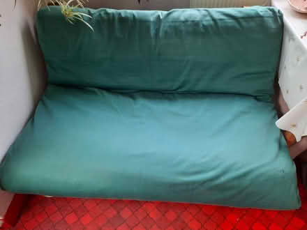 Photo of free Green cloth covered futon and base (Desford LE9) #3