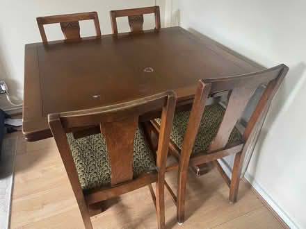 Photo of free Expandable antique dining table and 4 chairs (Seven Sisters N15) #2