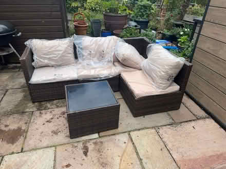 Photo of free Rattan effect outdoor sofa (Westerham TN16) #1
