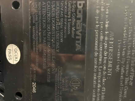 Photo of free 8 cup Bonavita coffee maker (Groton MA) #3